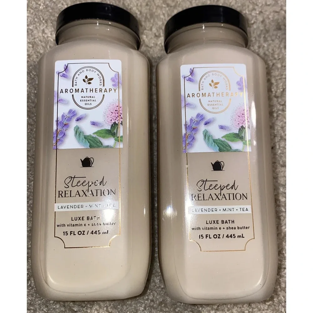 Bath‎ & Body Works Aromatherapy STEEPED RELAXATION LAVENDER MINT Luxe Bath 2x